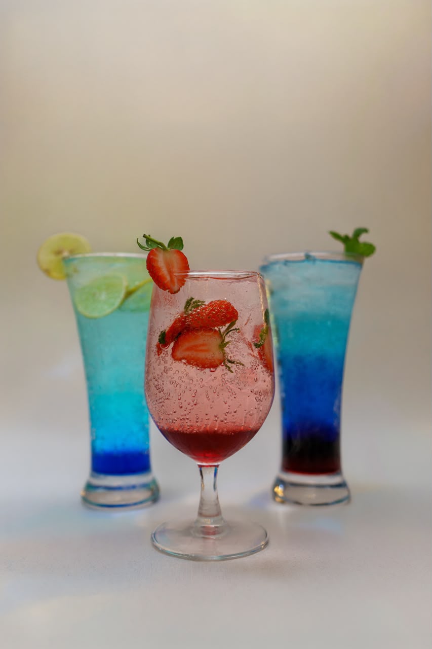 Colourful drinks at the villa
