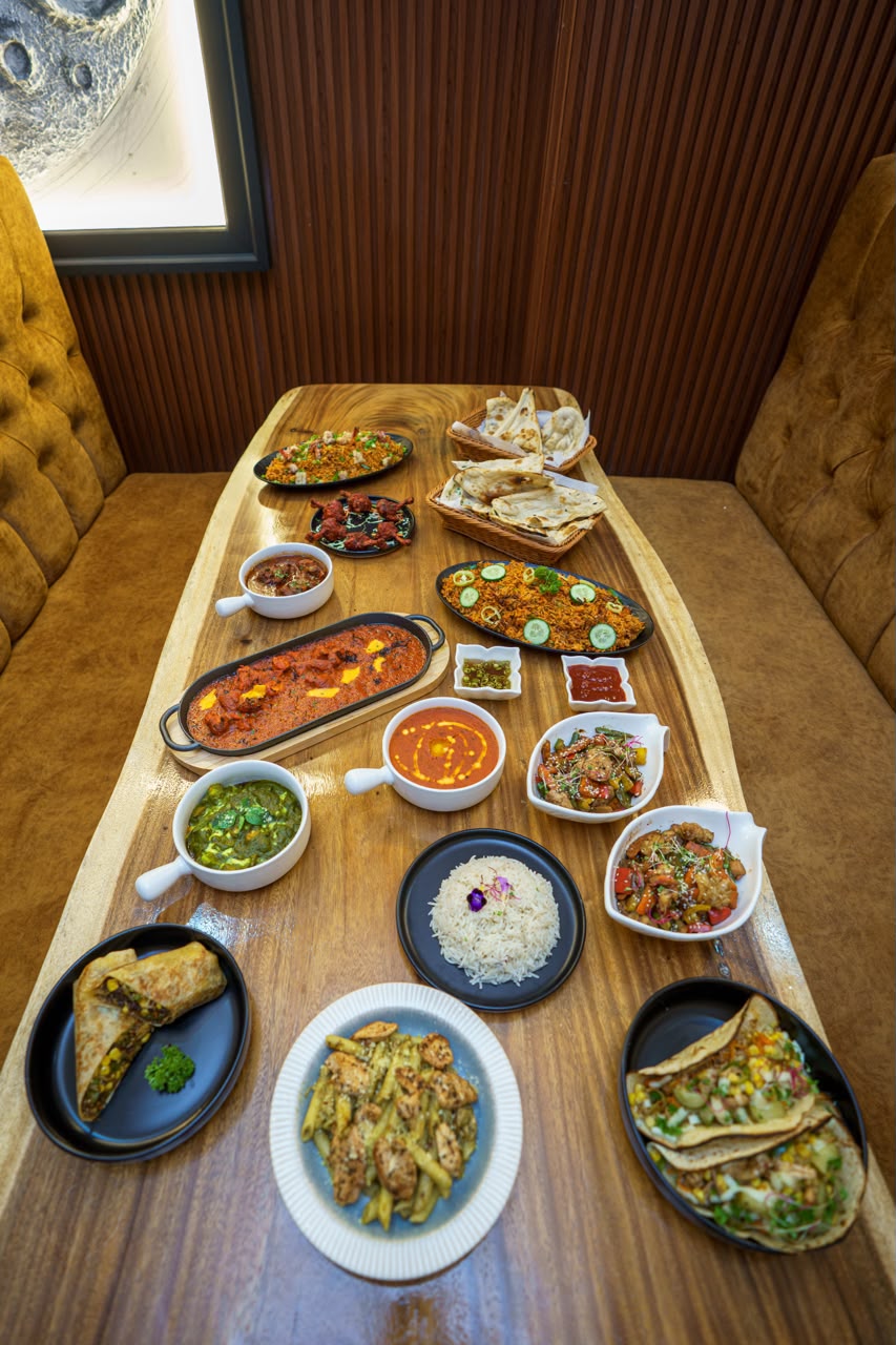 Meal laid out in the villa restaurant